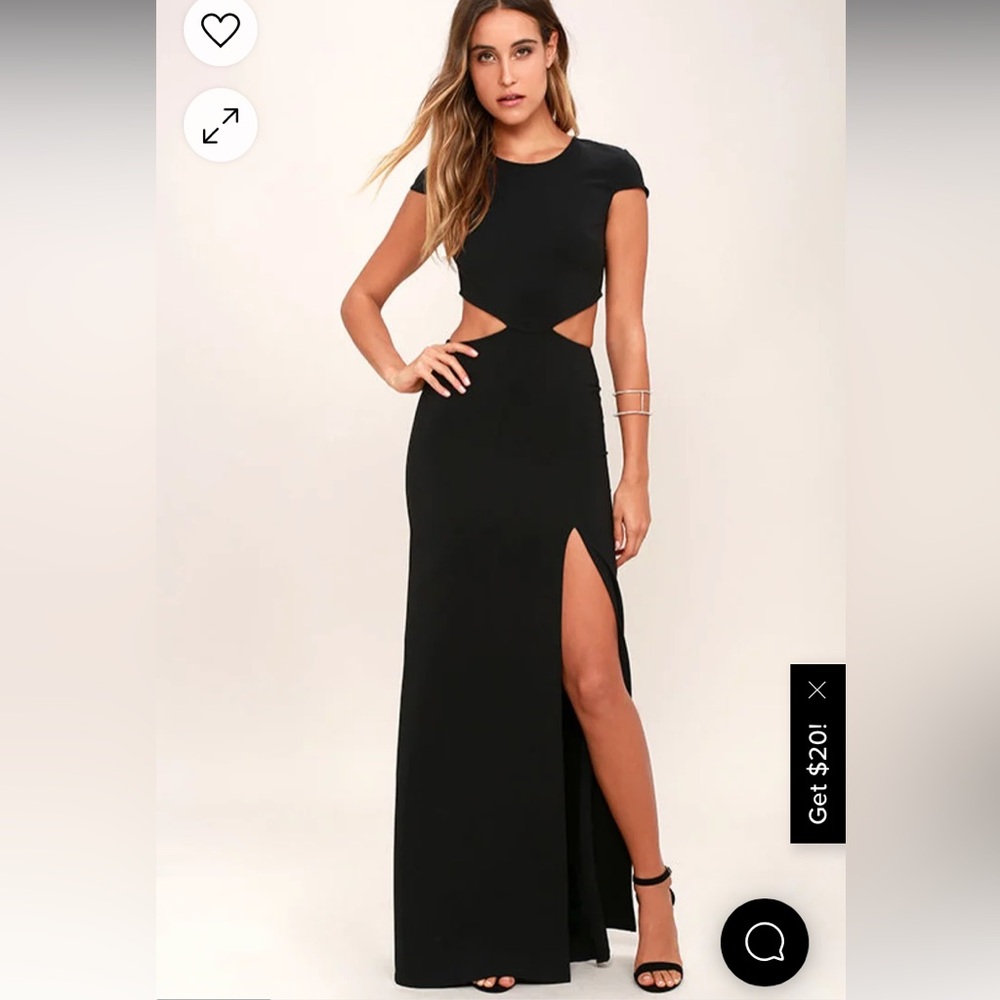 Lulu’s Conversation Piece Black Backless Maxi Dress XS